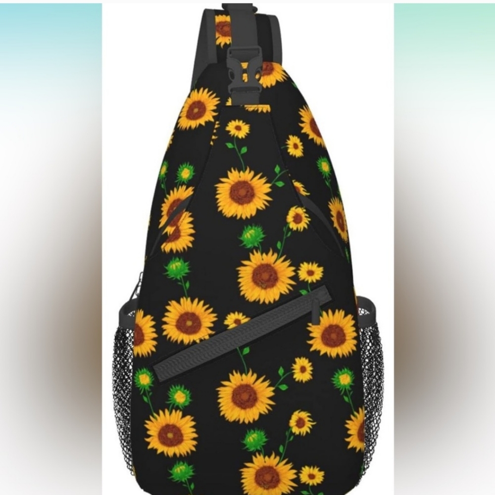 Sunflower Print Sling Backpack